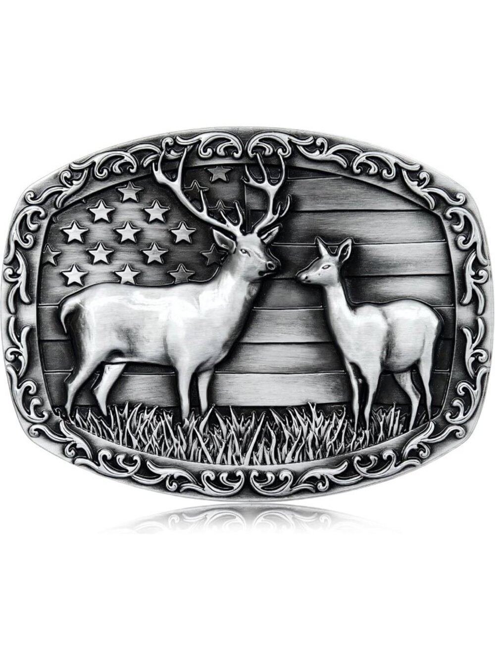 Men Double-deer Silver Cowboy Belt Buckle Vintage Western Country Buckle